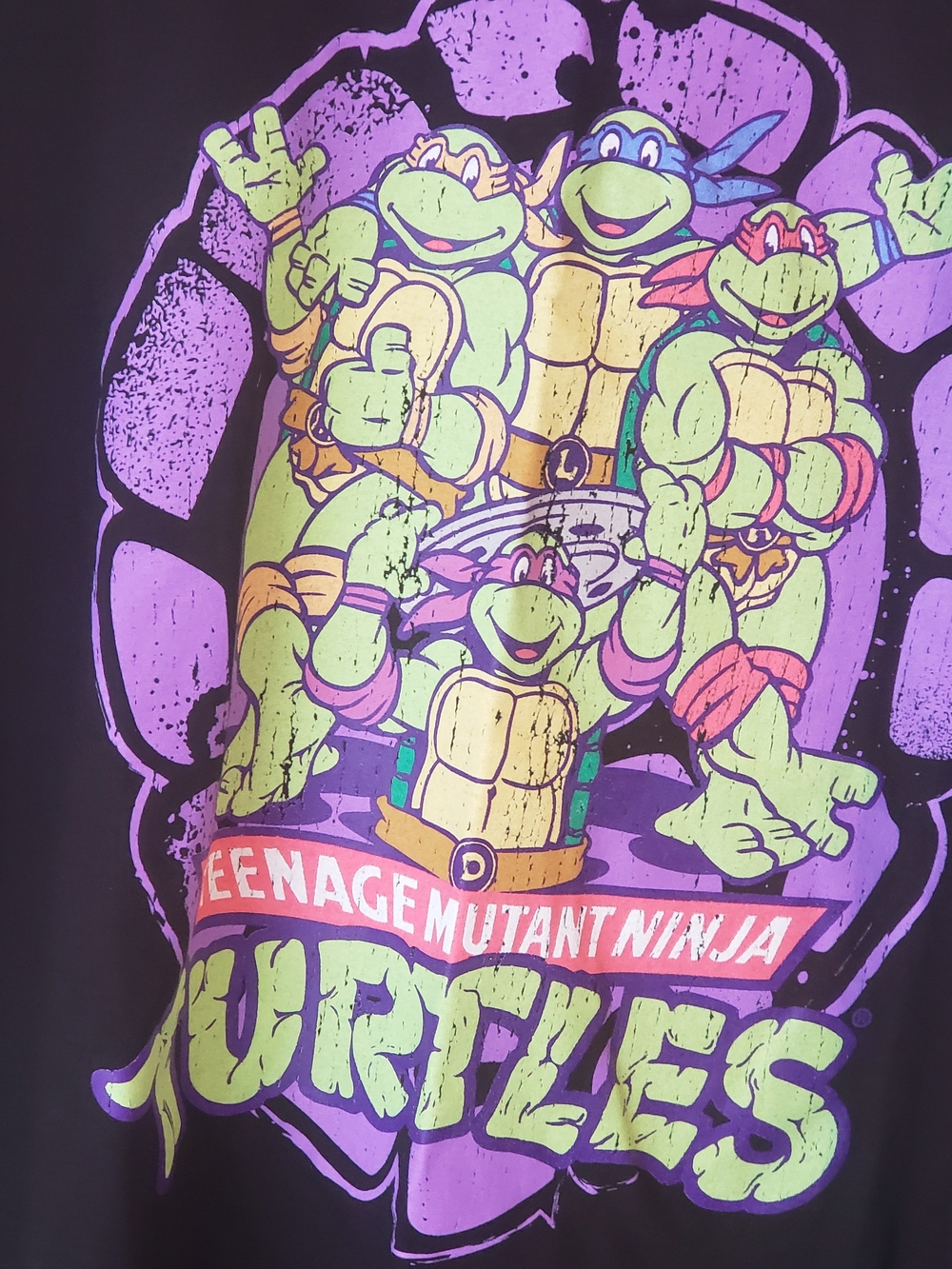 Teenage Mutant Ninja Turtles Graphic Tee - Black with Neon Green & Purple
